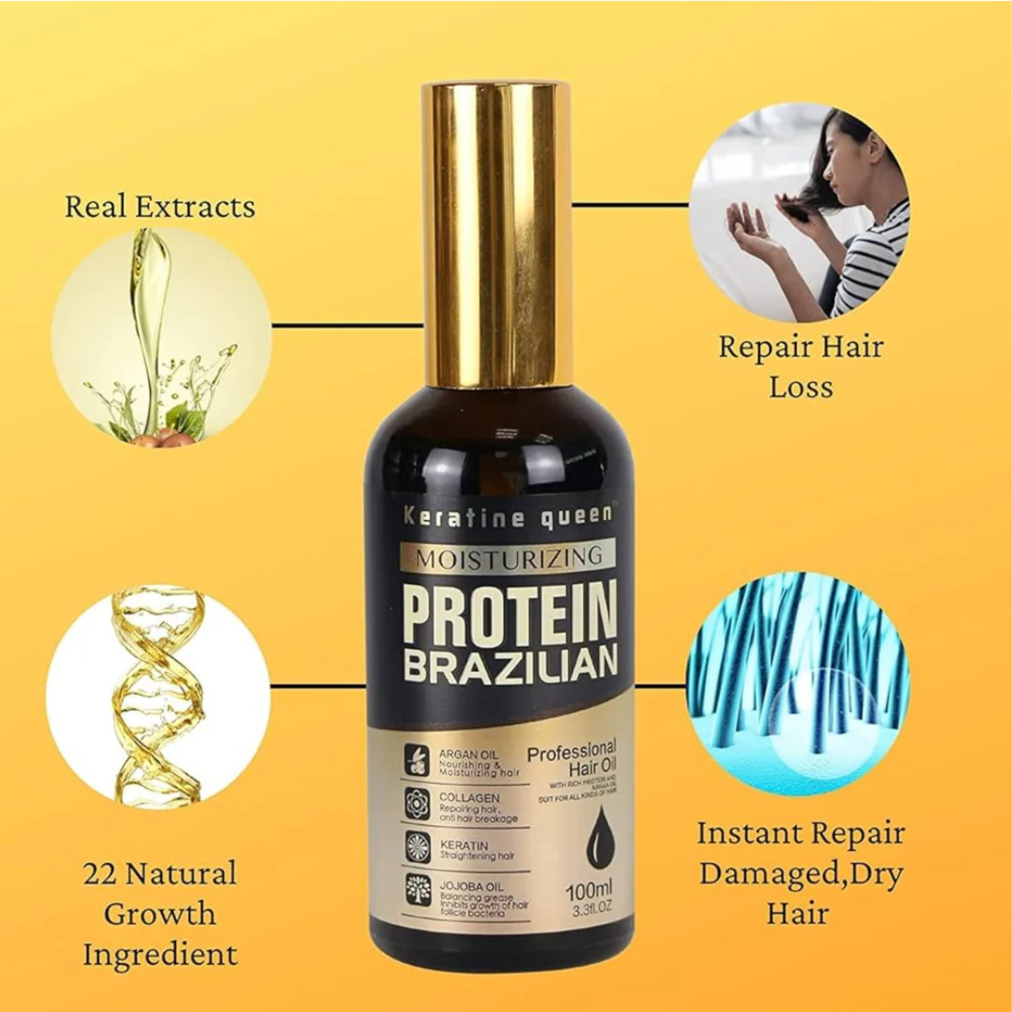 huile de cheveux Moisturizing Protein Brazilian 50 ml