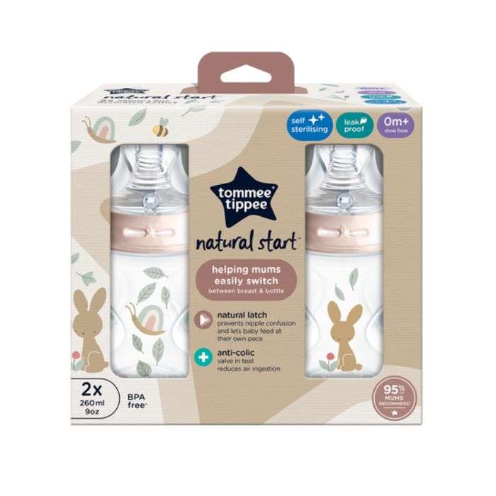 Pack de 2 Biberons Natural Start 260 ml Décor Fille – Bébé