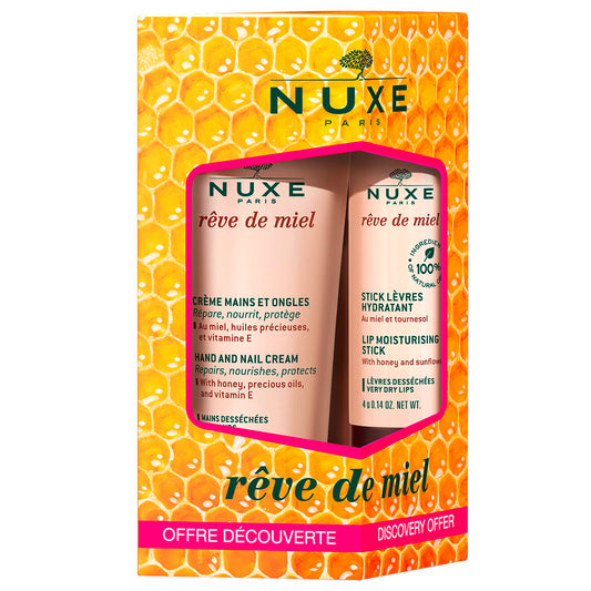 NUXE Rêve de Miel Hand Cream 30ml + Rêve de Miel Lip Stick 4g DUO