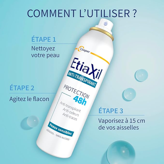 ETIAXIL Déodorant Anti-Transpirant 48h – Peaux Sensibles – Aisselles – 150 ml