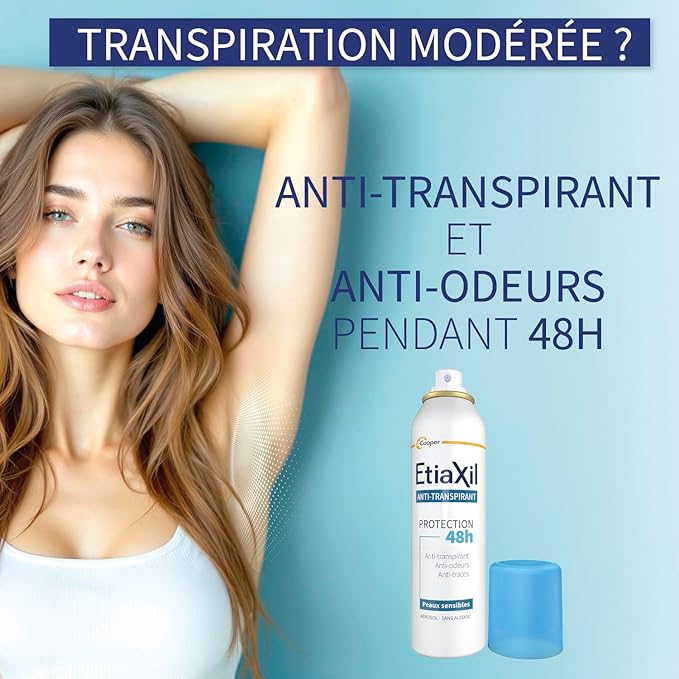 ETIAXIL Déodorant Anti-Transpirant 48h – Peaux Sensibles – Aisselles – 150 ml