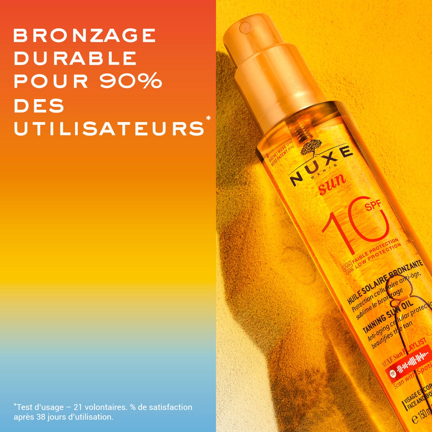 Nuxe Sun Huile Solaire Bronzante spf10 150ml
