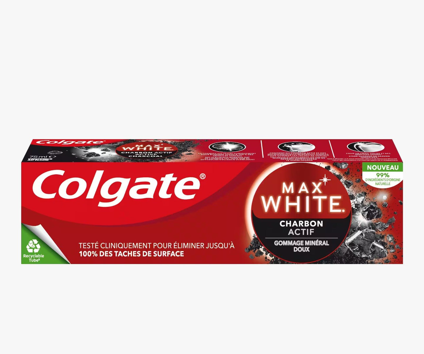 COLGATE Dentifrice Max White Charbon actif - 75ml