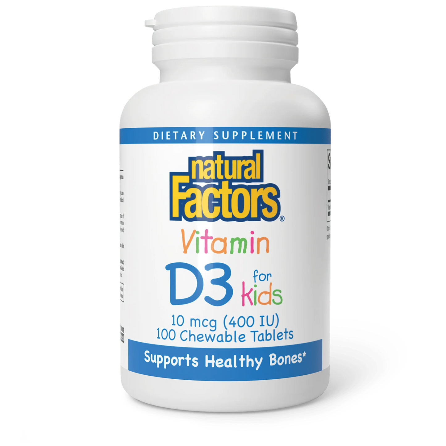 Vitamin D3 for Kids 10 mcg (400 IU) Chewable Tablets - Natural Factors