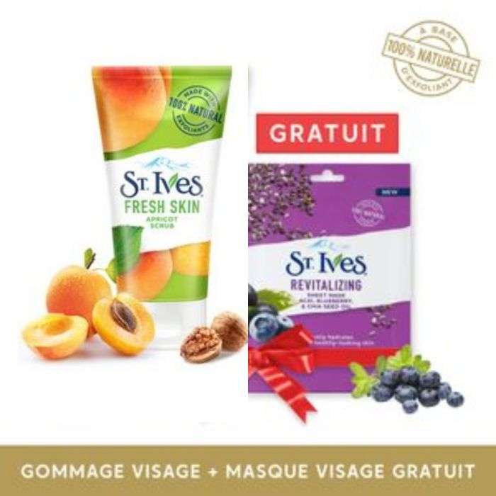 ST IVES GOMMAGE DESINCRUSTANT + MASQUE REVITALISANT OFFERT