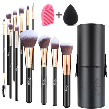 Qivange Makeup Brushes with Case 12PCS