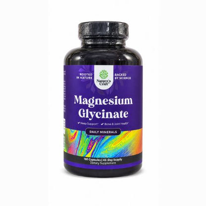 Nature's Craft Magnesium Glycinate Daily Minerals – Sleep Support & Bone Health – 180 Capsules