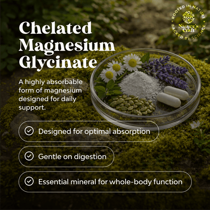 Nature's Craft Magnesium Glycinate Daily Minerals – Sleep Support & Bone Health – 180 Capsules