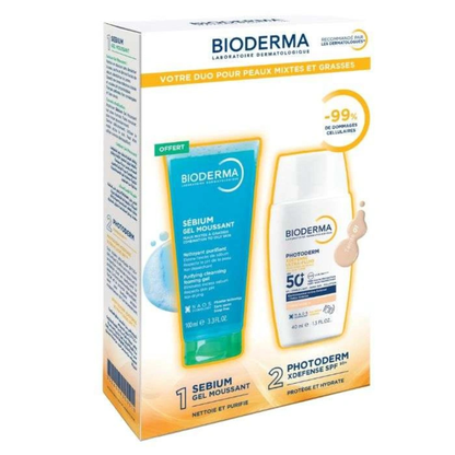 bioderma Photoderm SPF50+ Teinté + Gel Moussant Sébium Offert