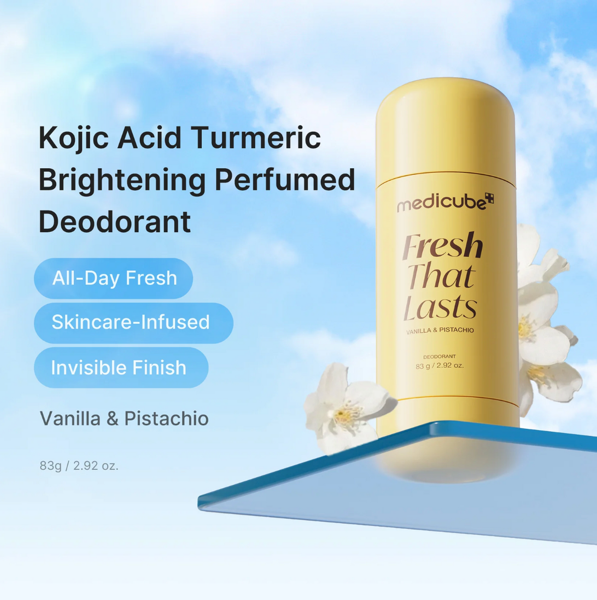 Medicube – Déodorant Éclaircissant à l’Acide Kojique Vanille & Pistache – 83 g
