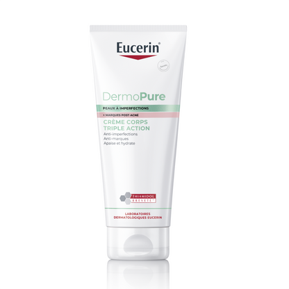 Eucerin DermoPure Crème Corps Triple Action Peau à Imperfections + Marques Post-Acné 200 ml