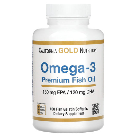 California Gold Nutrition
Omega-3 Premium Fish Oil, 100 Fish Gelatin Softgels