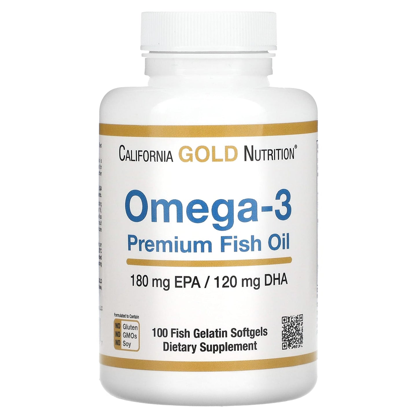 California Gold Nutrition
Omega-3 Premium Fish Oil, 100 Fish Gelatin Softgels