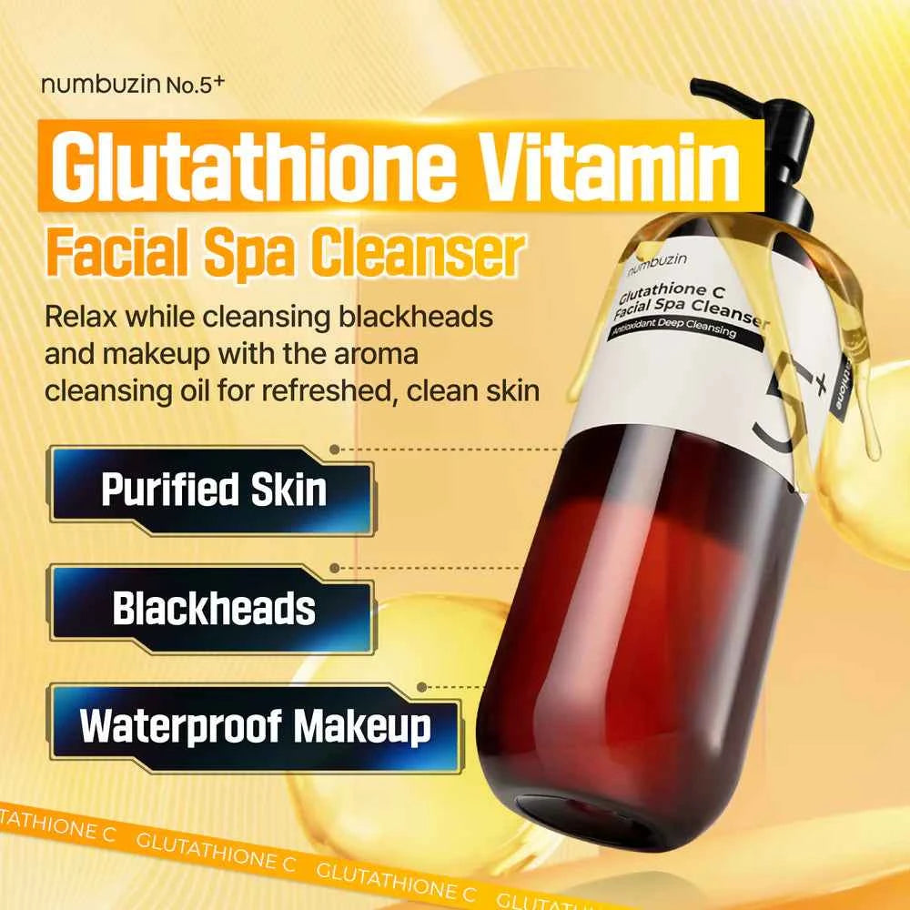No.5+ Glutathione C Facial Spa Cleanser – Nettoyant Visage Éclat & Pureté