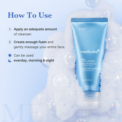 Medicube Zero Foam Cleanser 120ml – Nettoyant Visage Doux & Purifiant