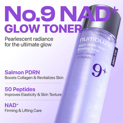No.9+ NAD+ PDRN Glow Boosting Toner – Tonique Éclat Régénérant