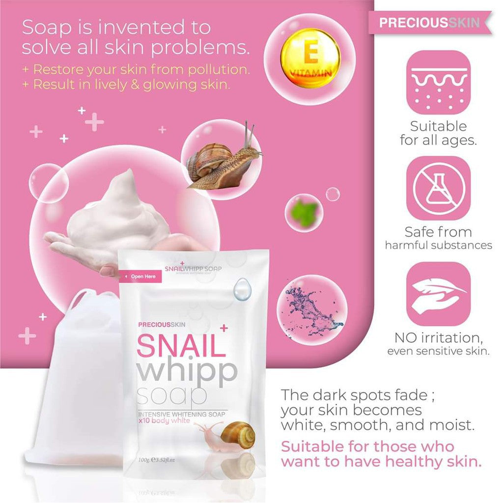 Snail Whipp x10 Intensive Whitening Soap by Precious Skin Thailand