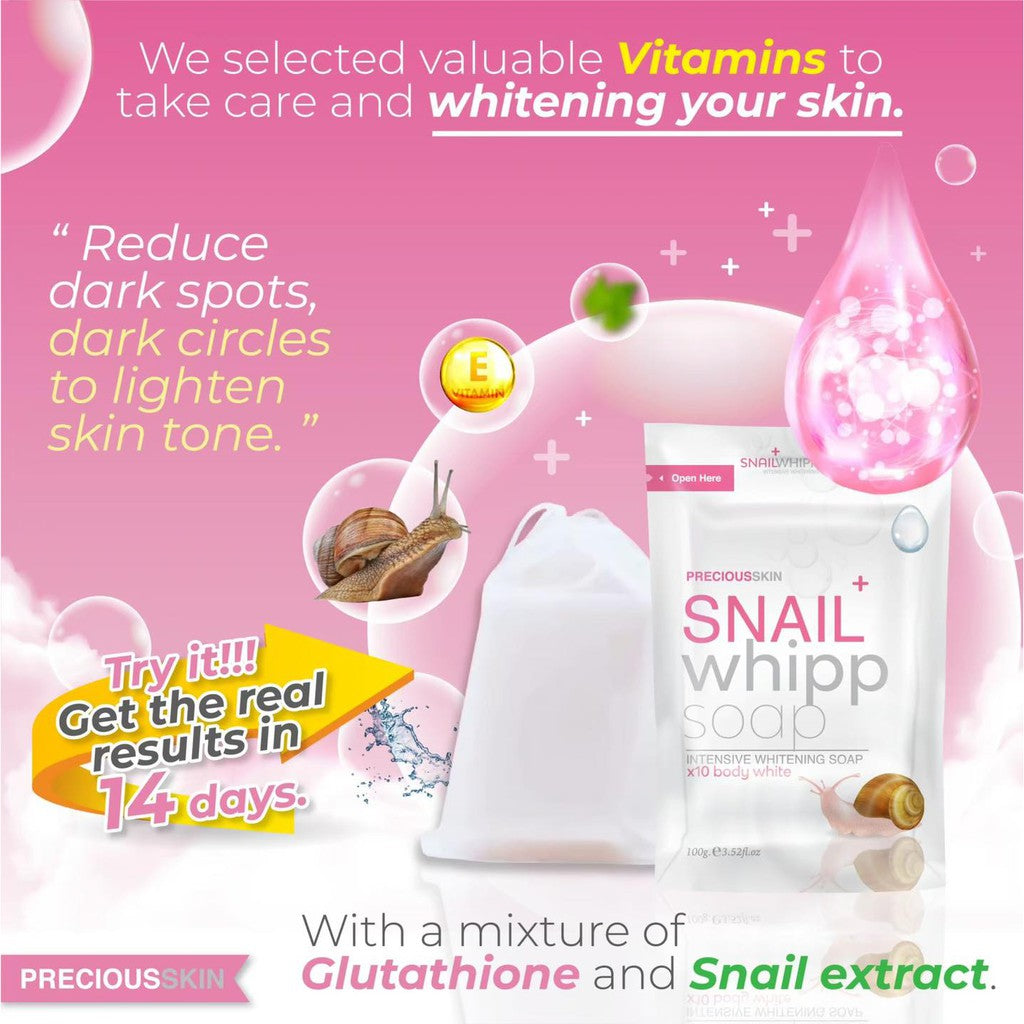 Snail Whipp x10 Intensive Whitening Soap by Precious Skin Thailand