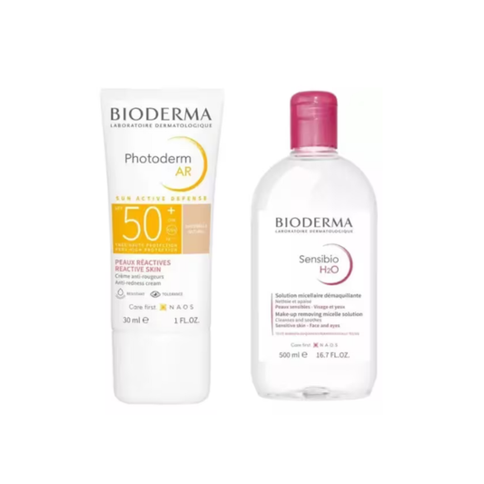 BIODERMA PHOTODERM AR SPF50 CRÈME SOLAIRE TEINTÉE 30ML + SENSIBIO H2O EAU MICELLAIRE OFFERTE