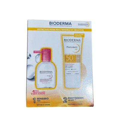 BIODERMA PHOTODERM AR SPF50 CRÈME SOLAIRE TEINTÉE 30ML + SENSIBIO H2O EAU MICELLAIRE OFFERTE