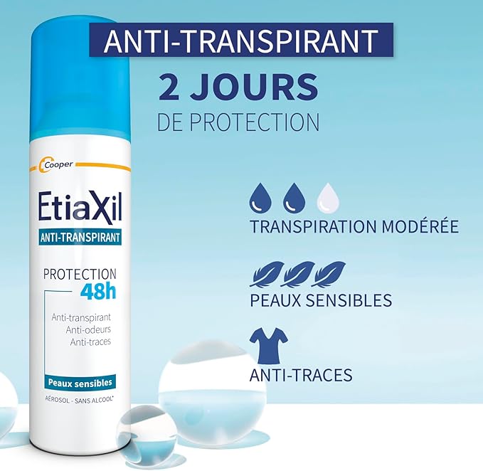 ETIAXIL Déodorant Anti-Transpirant 48h – Peaux Sensibles – Aisselles – 150 ml