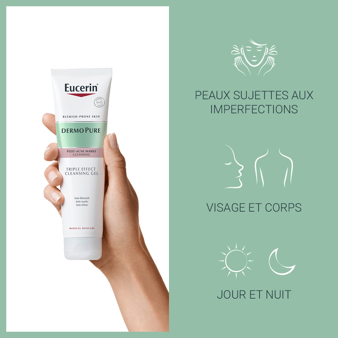 type de peaux EUCERIN DERMOPURE TRIPLE ACTION GEL NETTOYANT 150ml