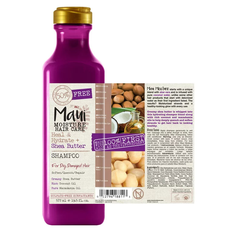 Maui Moisture Heal & Hydrate + Shea Butter Shampoo to Deeply Moisturize Tight Curly Hair