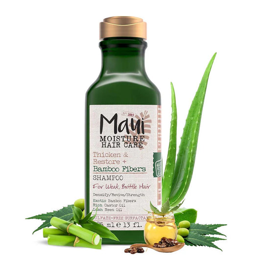 Maui Moisture Shampoo Thicken & Restore + Bamboo Fibers for Weak, Brittle Hair 385ml
