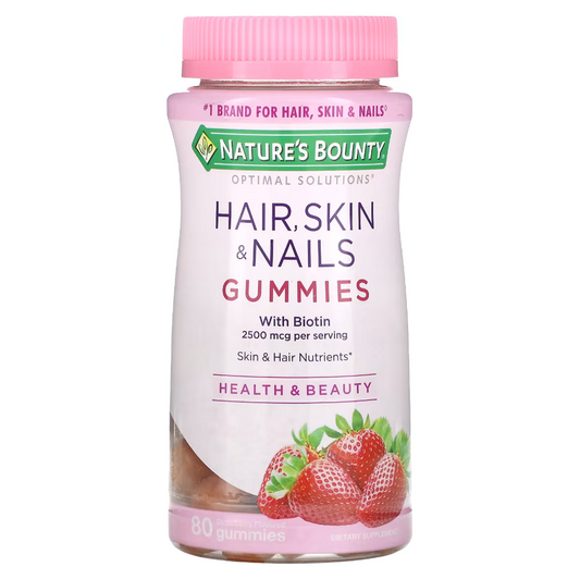 Hair, Skin & Nails Gummies with Biotin, Strawberry - Nature's Bounty