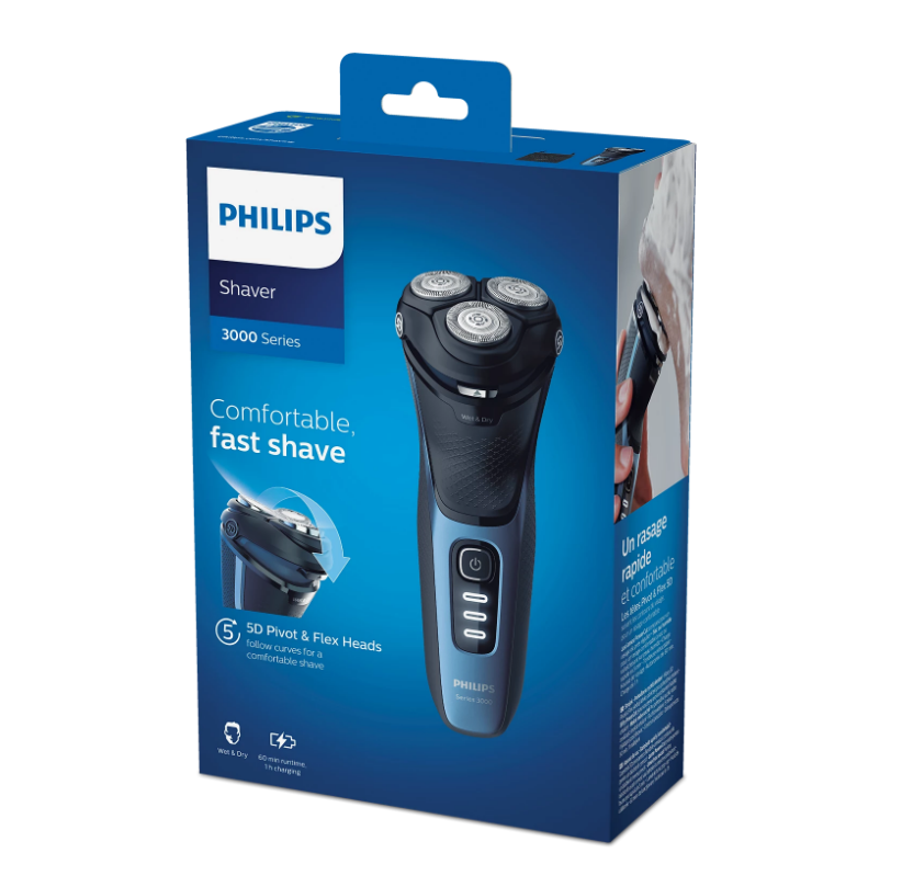 PHILIPS Rasoir série 3000 Rasoir électrique à sec ou humide - S3232/52