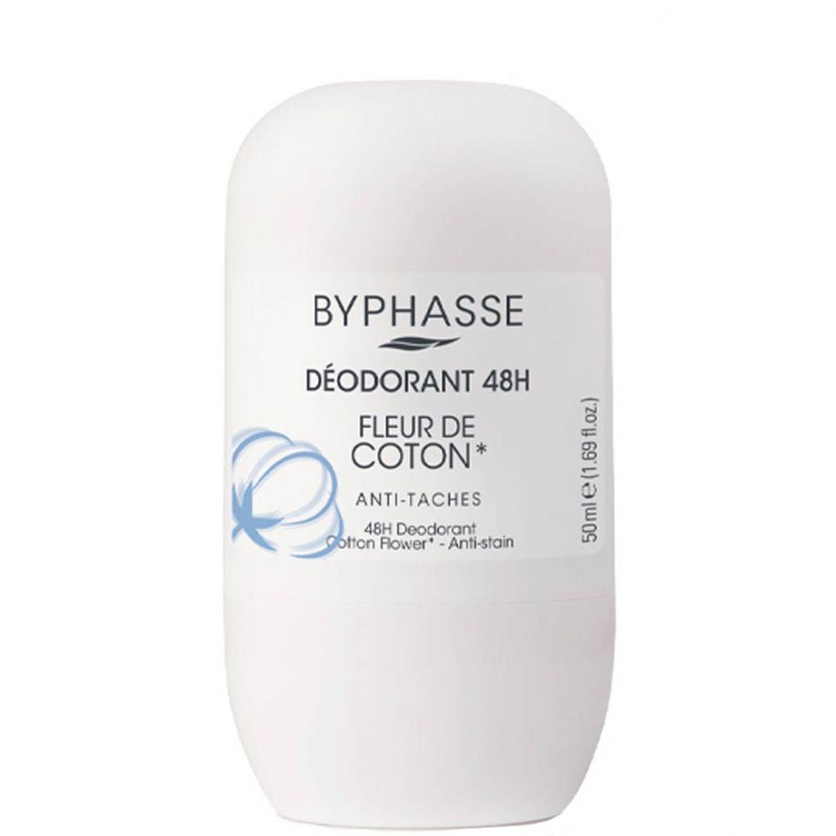 Byphasse Déodorant roll-on 48h fleur de coton 50ml