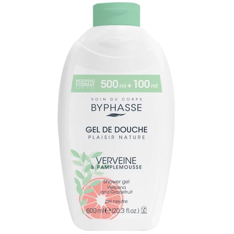 Byphasse Gel de douche plaisir nature Verveine & Pamplemousse 600ml