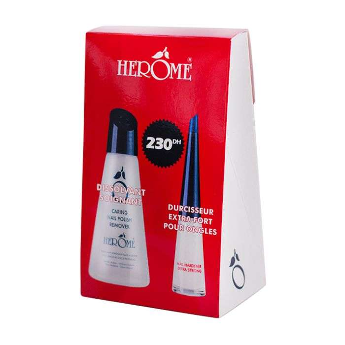 HEROME DISSOLVANT SOIGNANT 120ML + DURCISSEUR EXTRA FORT POUR ONGLES 10ML
