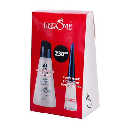 HEROME DISSOLVANT SOIGNANT 120ML + DURCISSEUR EXTRA FORT POUR ONGLES 10ML