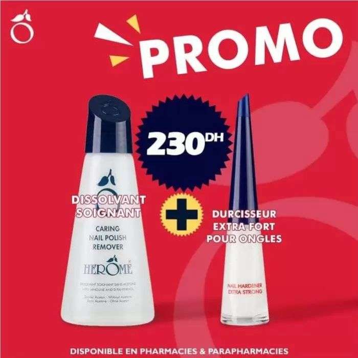 HEROME DISSOLVANT SOIGNANT 120ML + DURCISSEUR EXTRA FORT POUR ONGLES 10ML