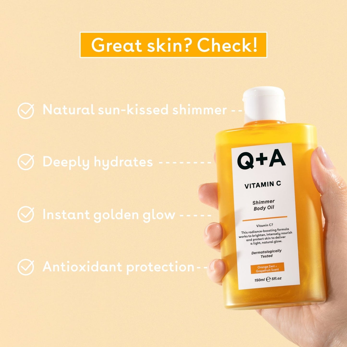 Q+A Vitamin C Shimmer Body Oil 200ml