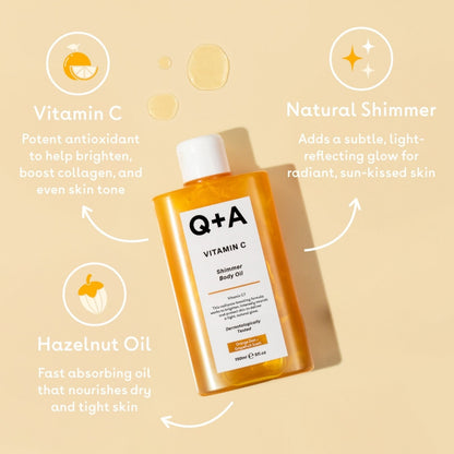 Q+A Vitamin C Shimmer Body Oil 200ml