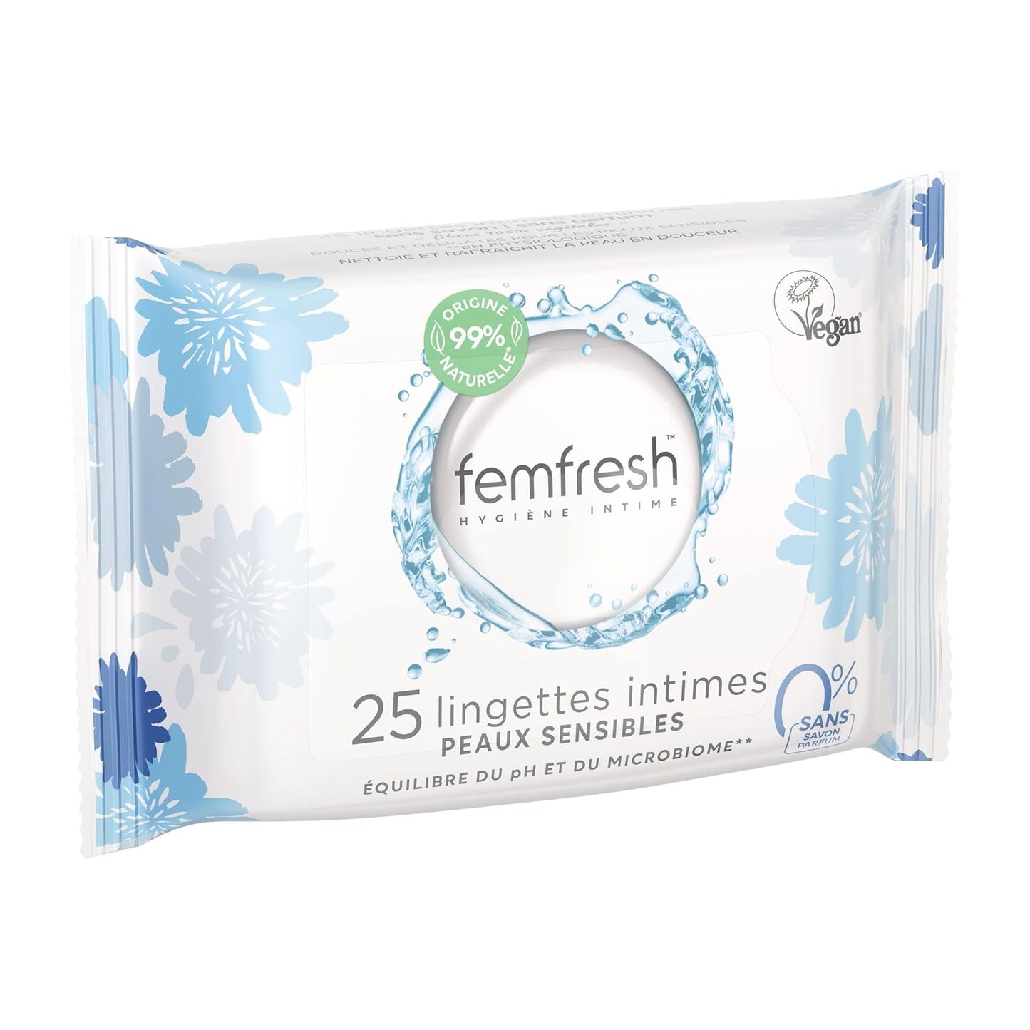 Femfresh Lingettes Intimes Peaux Sensibles 0% 25 Lingettes