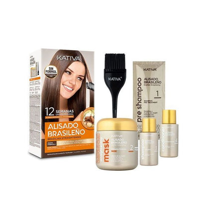 Kativa Professional Kit De Lissage Brésilien à la Kératine et à l’Huile d’Argan