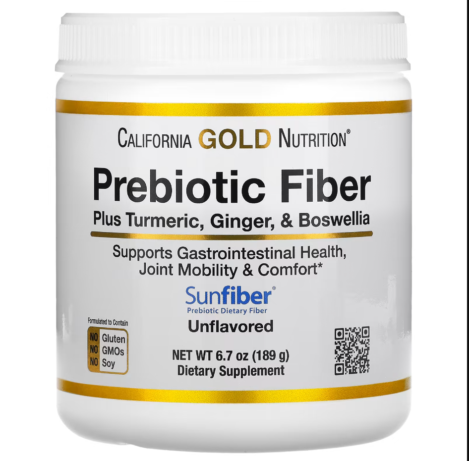 California Gold Nutrition, Prebiotic Fiber Plus Turmeric, Ginger, &  Boswellia, 6.7 oz (189 g)